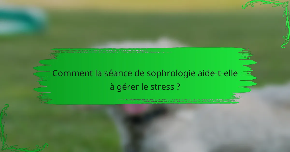 Comment la séance de sophrologie aide-t-elle à gérer le stress ?