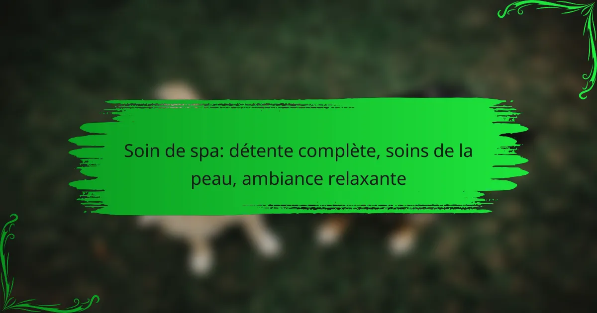Soin de spa: détente complète, soins de la peau, ambiance relaxante