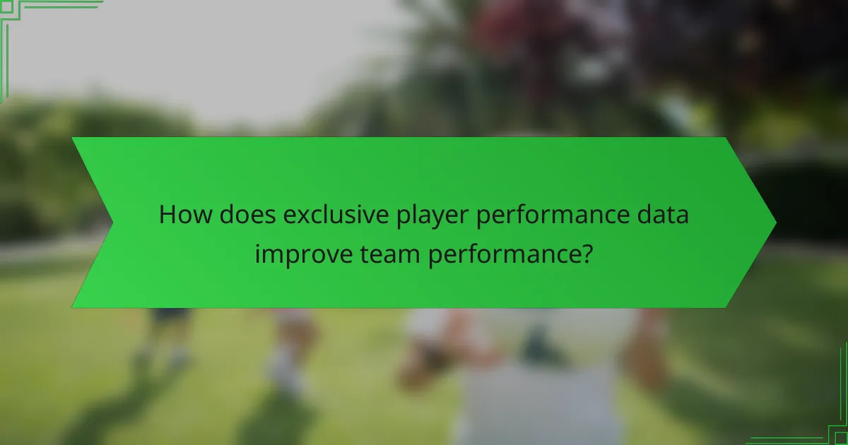 How does exclusive player performance data improve team performance?