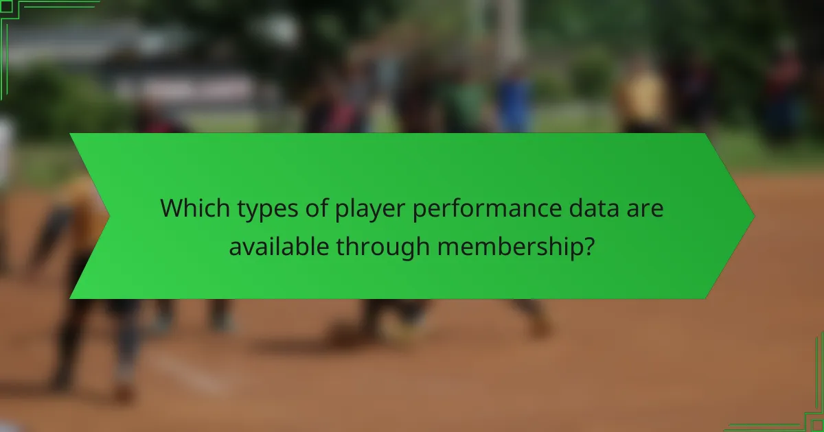 Which types of player performance data are available through membership?